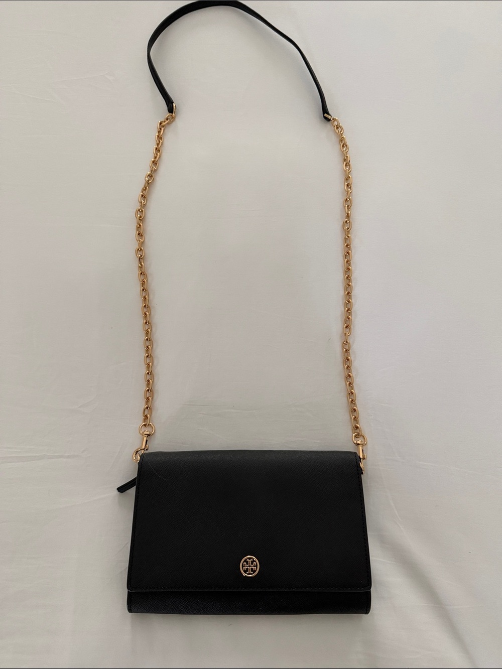 Tory Burch Black Crossbody Bag with Gold Chain